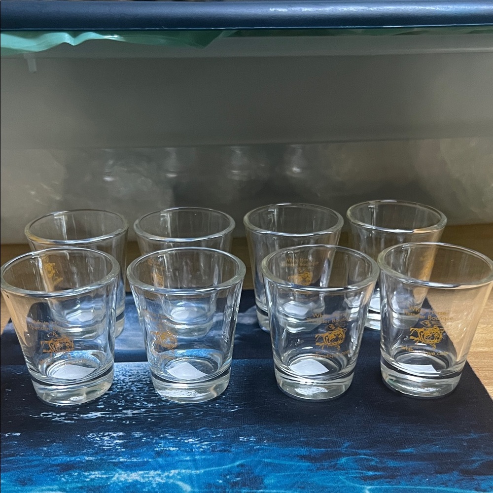 #0953*8Thee Golden Tiger Art Clear Glass Shot Glasses Set by Julie Lee Nersinger